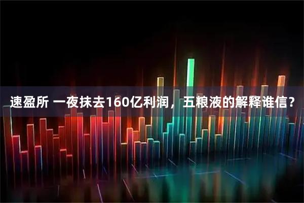 速盈所 一夜抹去160亿利润，五粮液的解释谁信？
